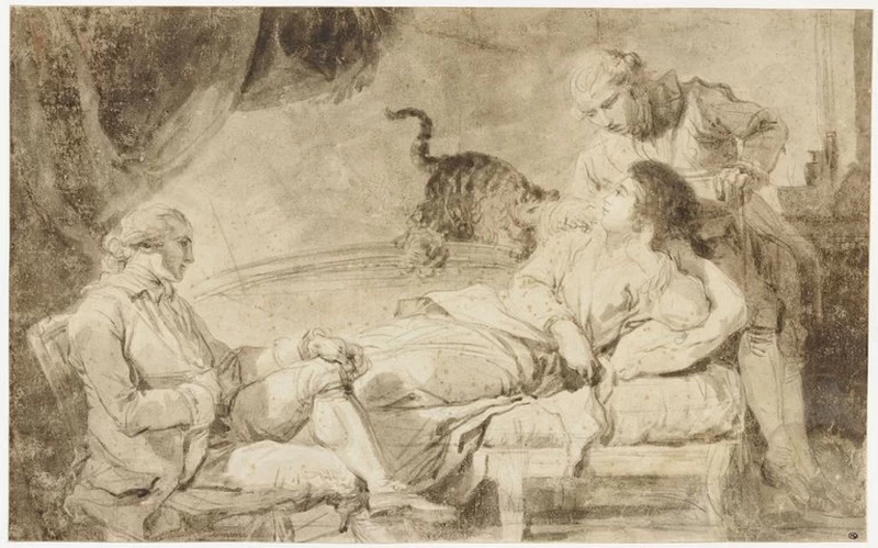 Due uomini conversano con una donna - Louvre, Parigi